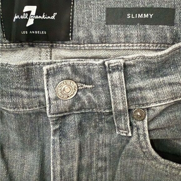7 For All Mankind Gray Slim Straight Jeans STRETCH TEK SLIMMY IN AMPERSAND 31 - Picture 4 of 15